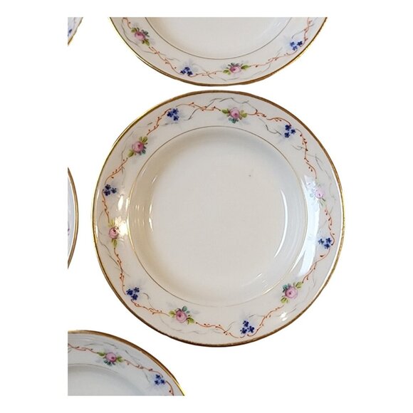 Unbranded Set Of 5 Pink Blue Floral Gold Trim Saucer For Teacup *SAUCERS ONLY* - Picture 5 of 16